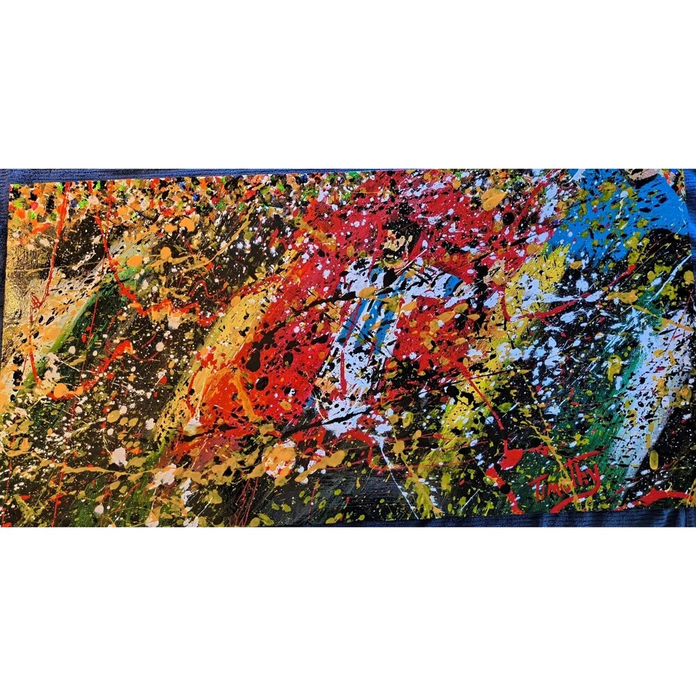 Original Acrylic Painting " Soccer Is Messy" 18" X 36" X 2" By Timothy Designs